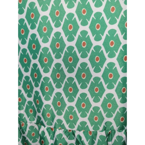 Puff Sleeve Boho Dress - Bold Green Pattern - Picture 5 of 7